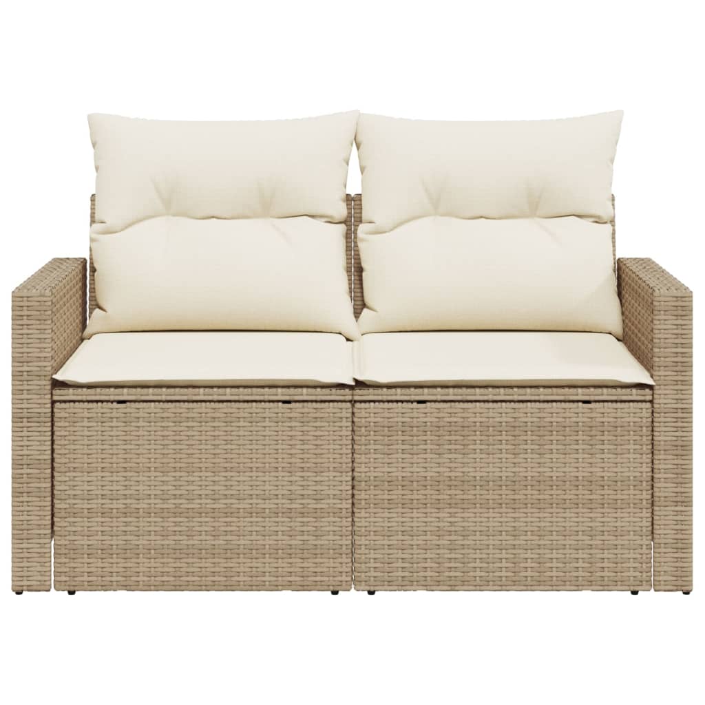 vidaXL Tuinbank 2-zits met kussens poly rattan zwart