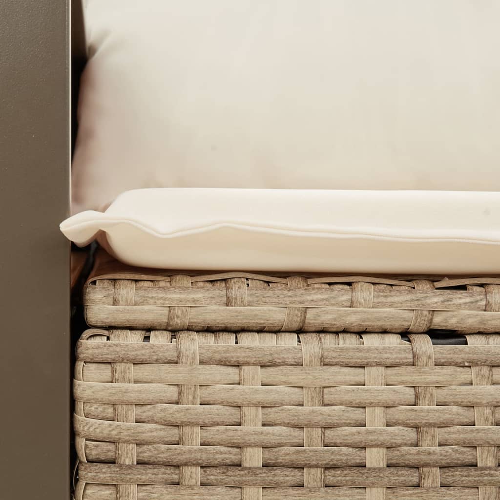 vidaXL Tuinbank 2-zits met kussens poly rattan zwart