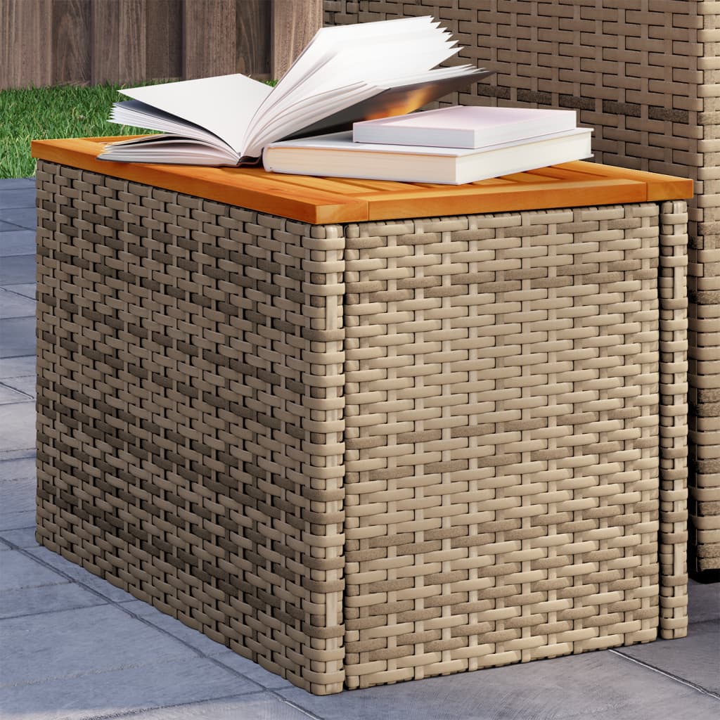vidaXL Garden Side Tables 2 pcs 55x34x37 cm Wood Poly Rattan Black