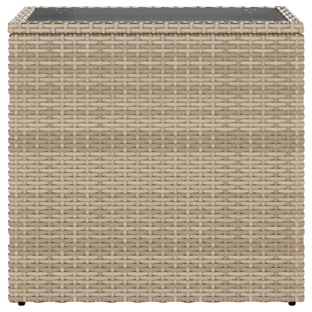 vidaXL Tuinbijzettafel met glazen blad 58x27,5x55 cm poly rattan zwart