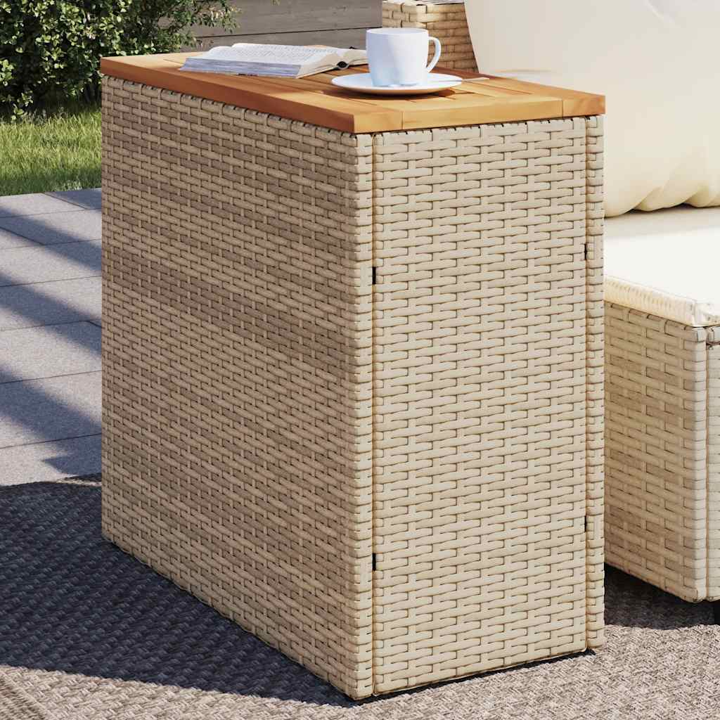 vidaXL Tuinbijzettafel met glazen blad 58x27,5x55 cm poly rattan zwart