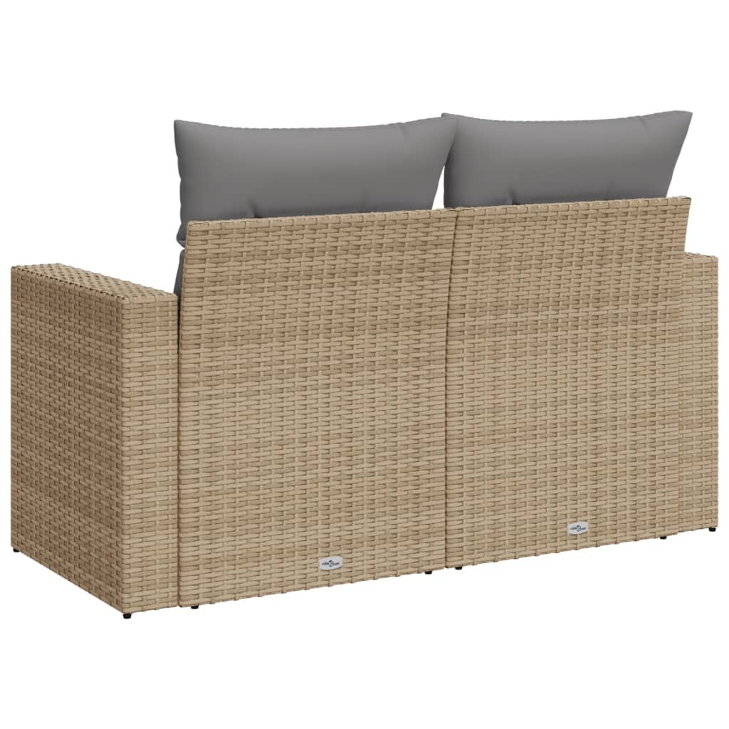 vidaXL Tuinbank met kussens 2-zits zwart poly rattan