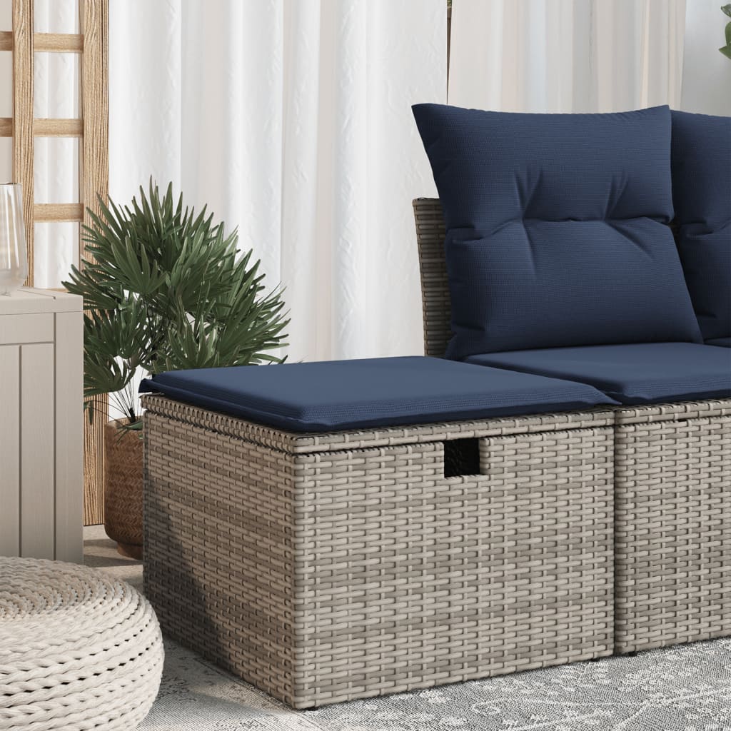 vidaXL Tuinkruk met kussen 55x55x37 cm poly rattan grijs