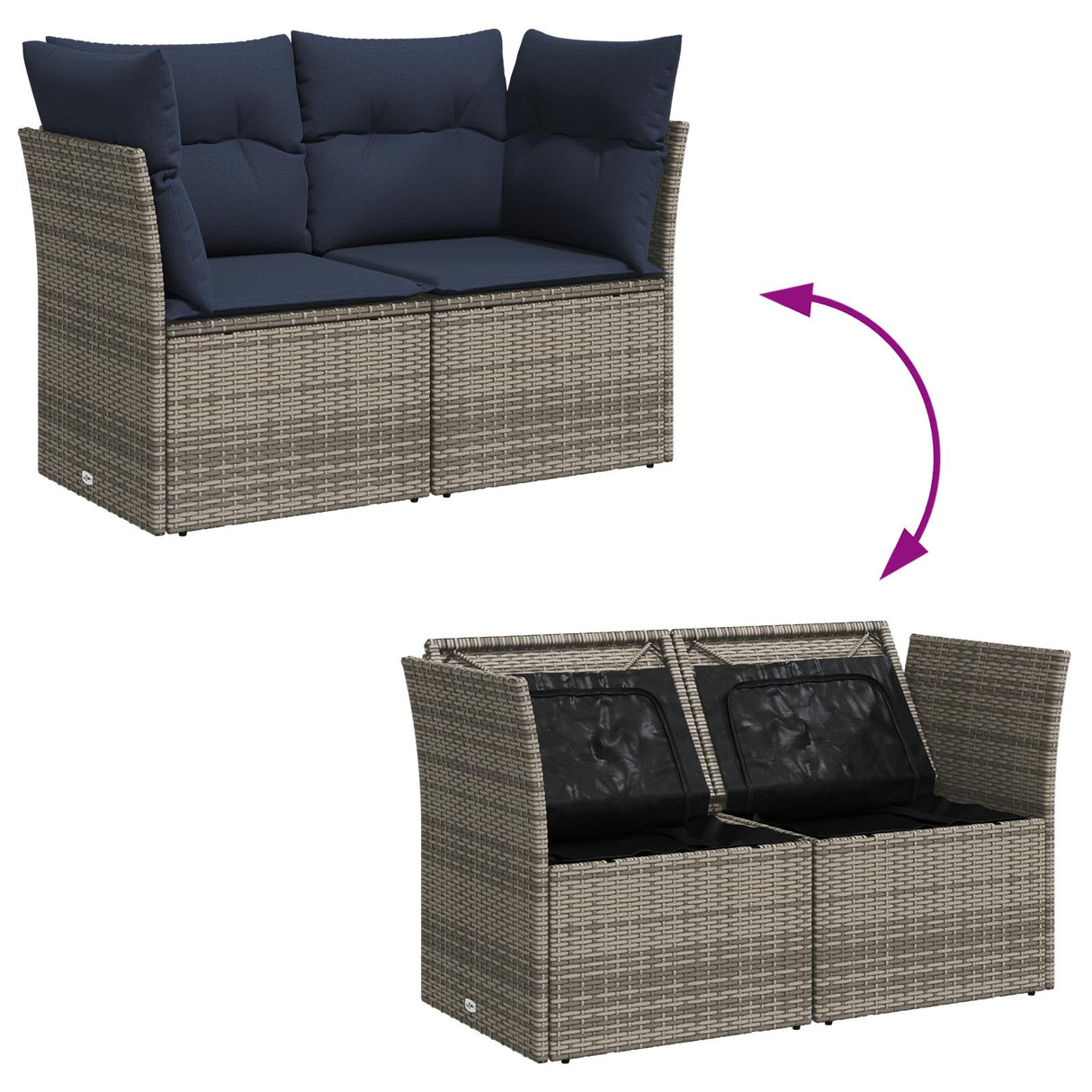 vidaXL Tuinbank 3-zits met kussens poly rattan zwart