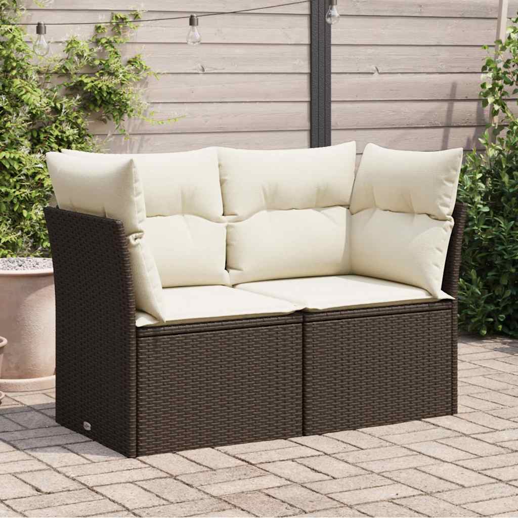 vidaXL Tuinbank zonder armleuningen met kussens zwart poly rattan