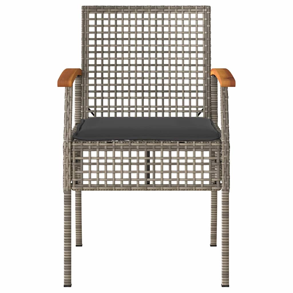 vidaXL Tuinstoelen 2 st met kussens poly rattan en acaciahout zwart