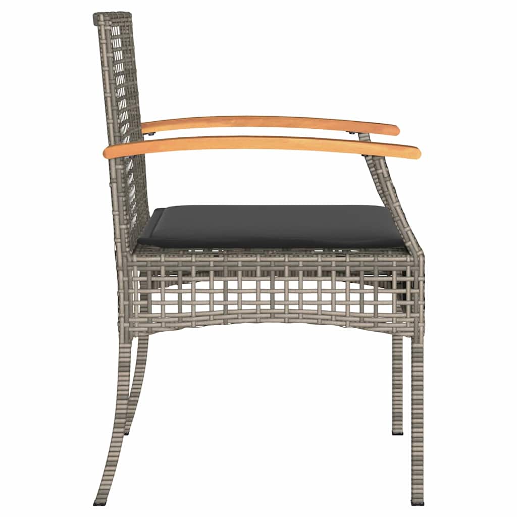 vidaXL Tuinstoelen 2 st met kussens poly rattan en acaciahout zwart