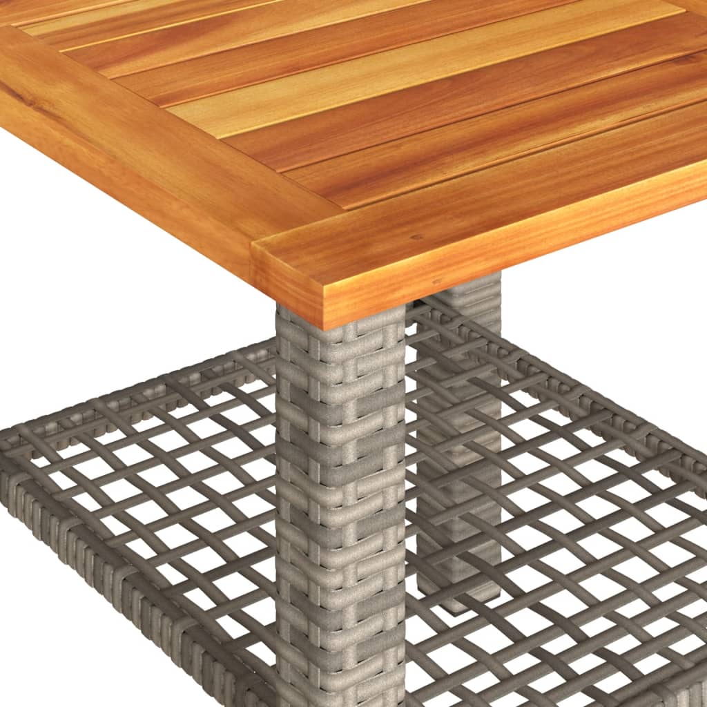 vidaXL 3-delige Bistroset met kussens poly rattan en acaciahout zwart