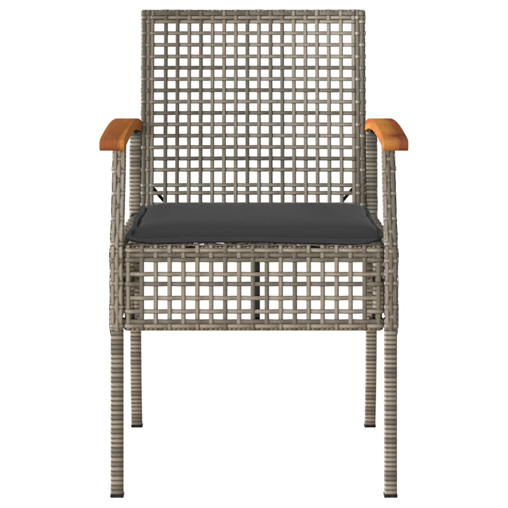 vidaXL 3-delige Bistroset met kussens poly rattan en acaciahout zwart