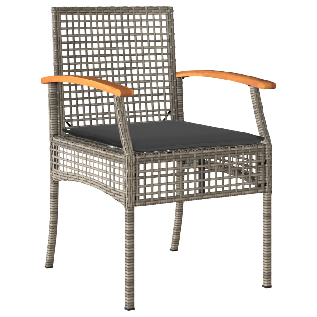 vidaXL 3-delige Bistroset met kussens poly rattan en acaciahout zwart