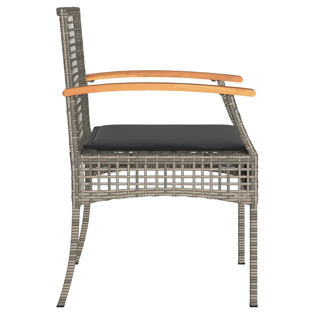 vidaXL 3-delige Bistroset met kussens poly rattan en acaciahout zwart