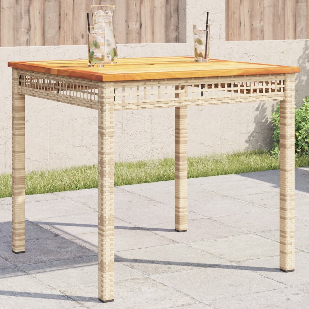 vidaXL Tuintafel 40x40x42 cm poly rattan en acaciahout zwart