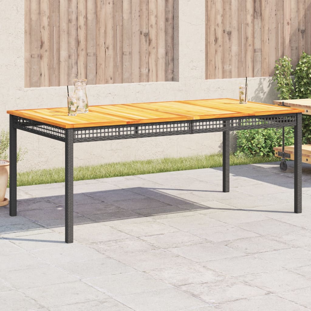 vidaXL Tuintafel 40x40x42 cm poly rattan en acaciahout zwart