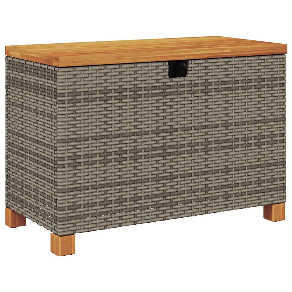 vidaXL Garden storage box 80x40x48 cm poly rattan and acacia wood black
