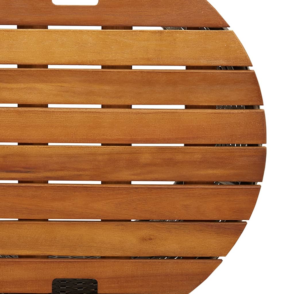 vidaXL Tuinbijzettafels 2 st met houten blad poly rattan zwart