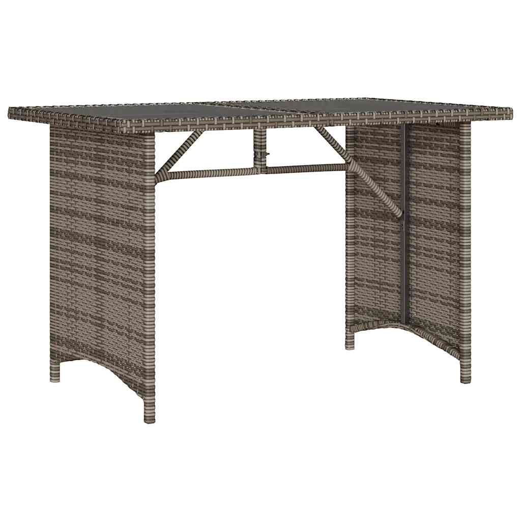 vidaXL Tuintafel met glazen blad 110x68x70 cm poly rattan zwart