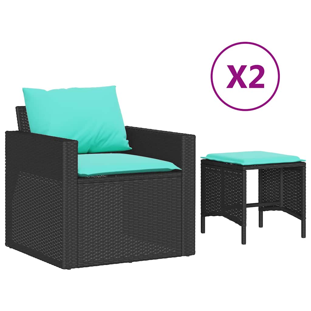 vidaXL 4-delige Loungeset met kussens poly rattan bruin