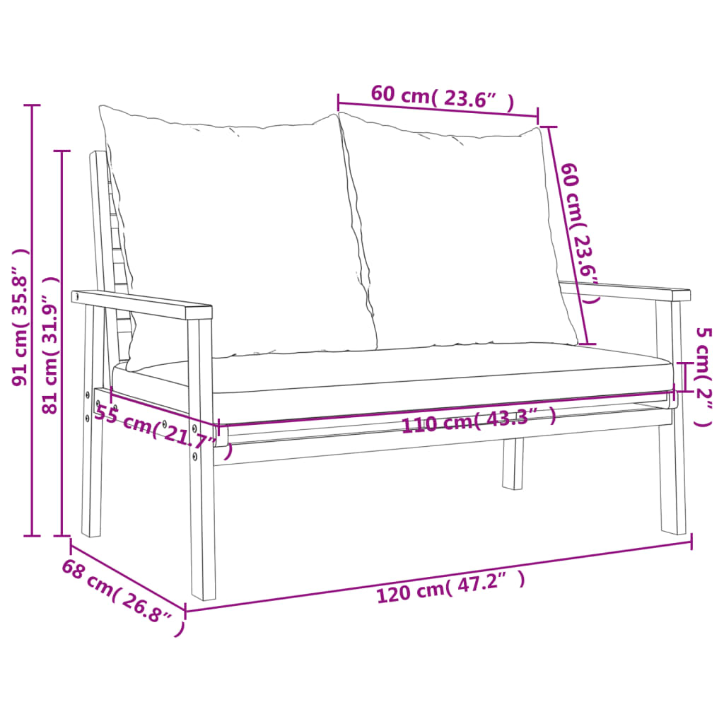vidaXL Tuinfauteuil 2 stuks 66,5 x 65 x 81 cm massief acaciahout