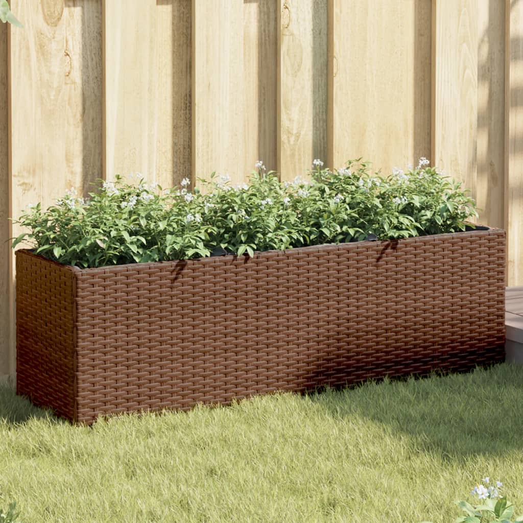 vidaXL Plantenbakken met 3 potten 2 st 105x30x32 cm poly rattan zwart