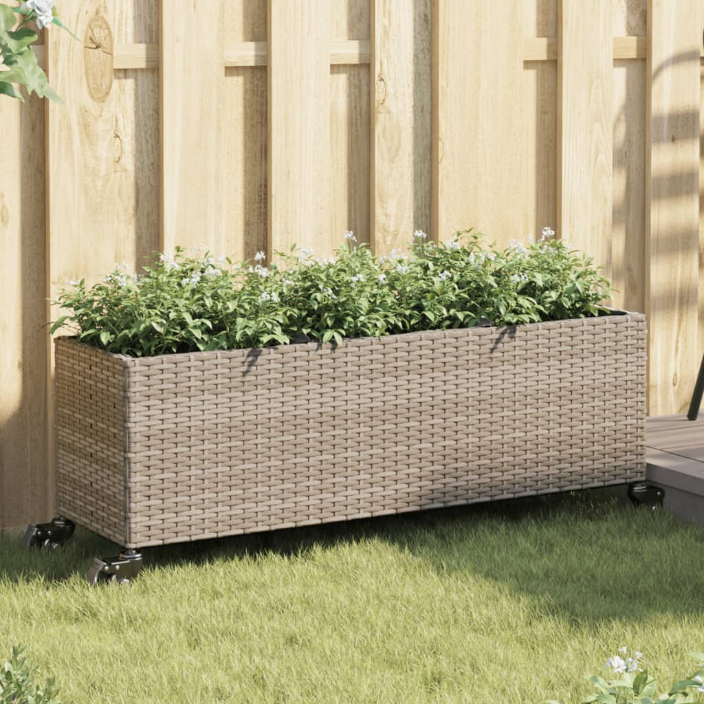 vidaXL Plantenbakken met 3 potten 2 st 105x30x32 cm poly rattan zwart