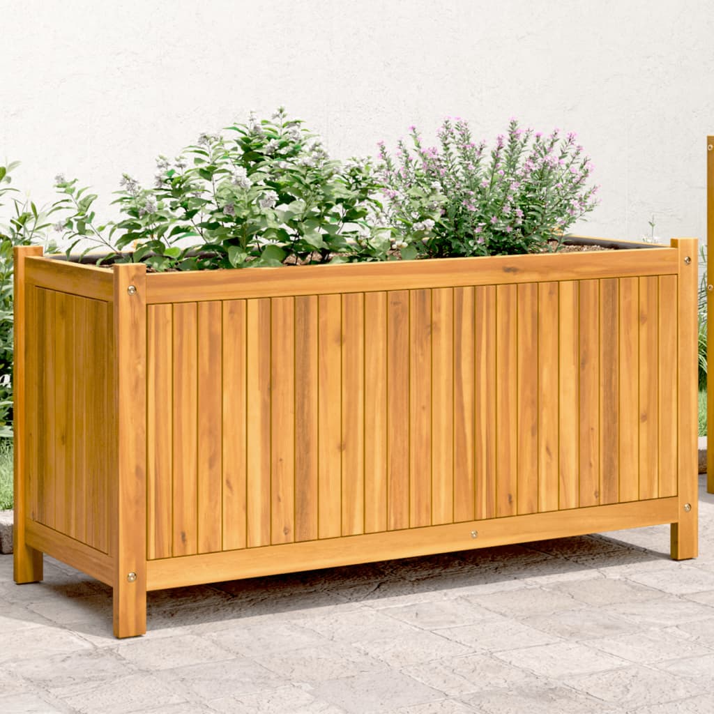 vidaXL Planter with liner 31x31x30 cm solid acacia wood