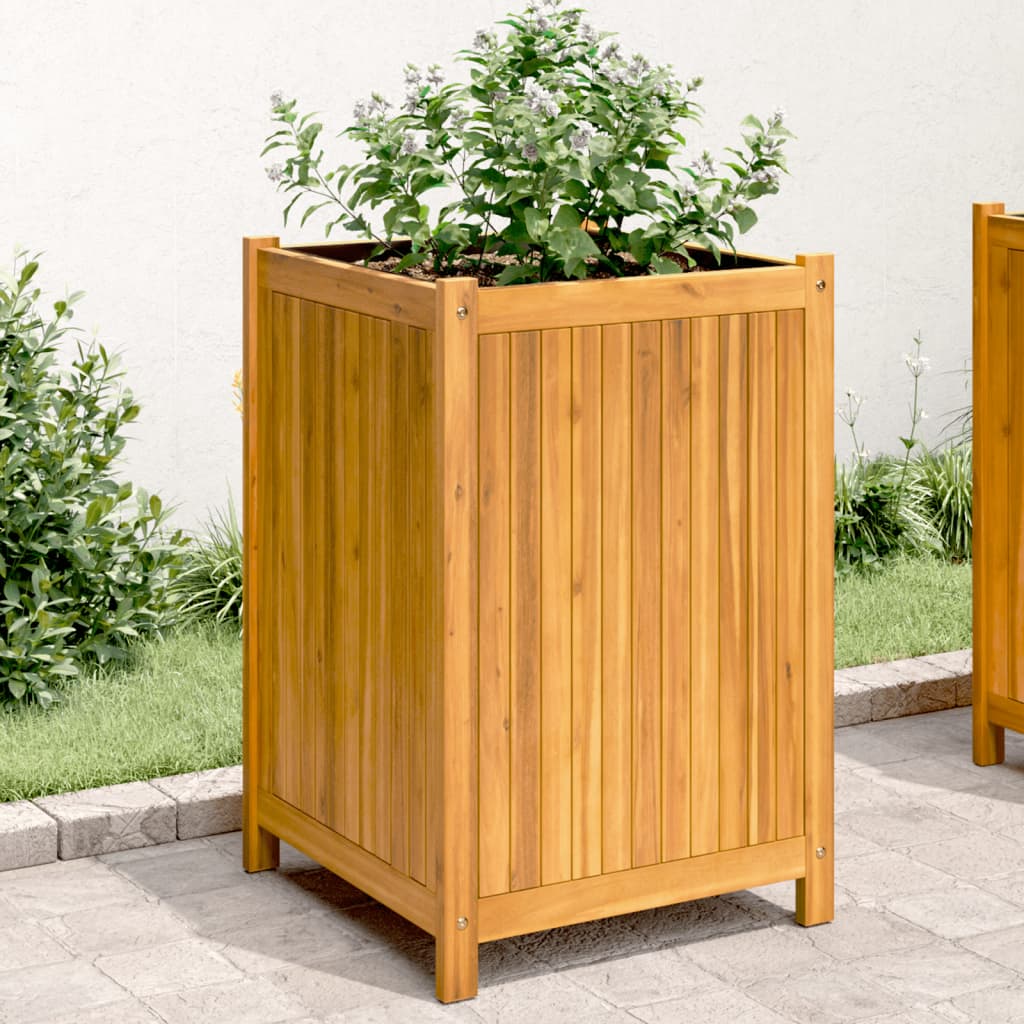 vidaXL Planter with liner 31x31x30 cm solid acacia wood