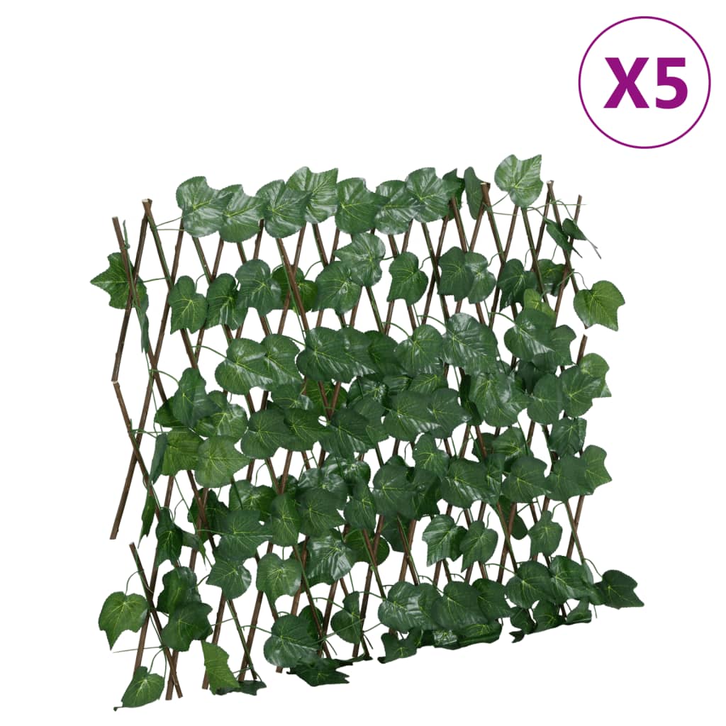 vidaXL Artificial Plant Grape Leaf on Expandable Trellis 180x20 cm Green
