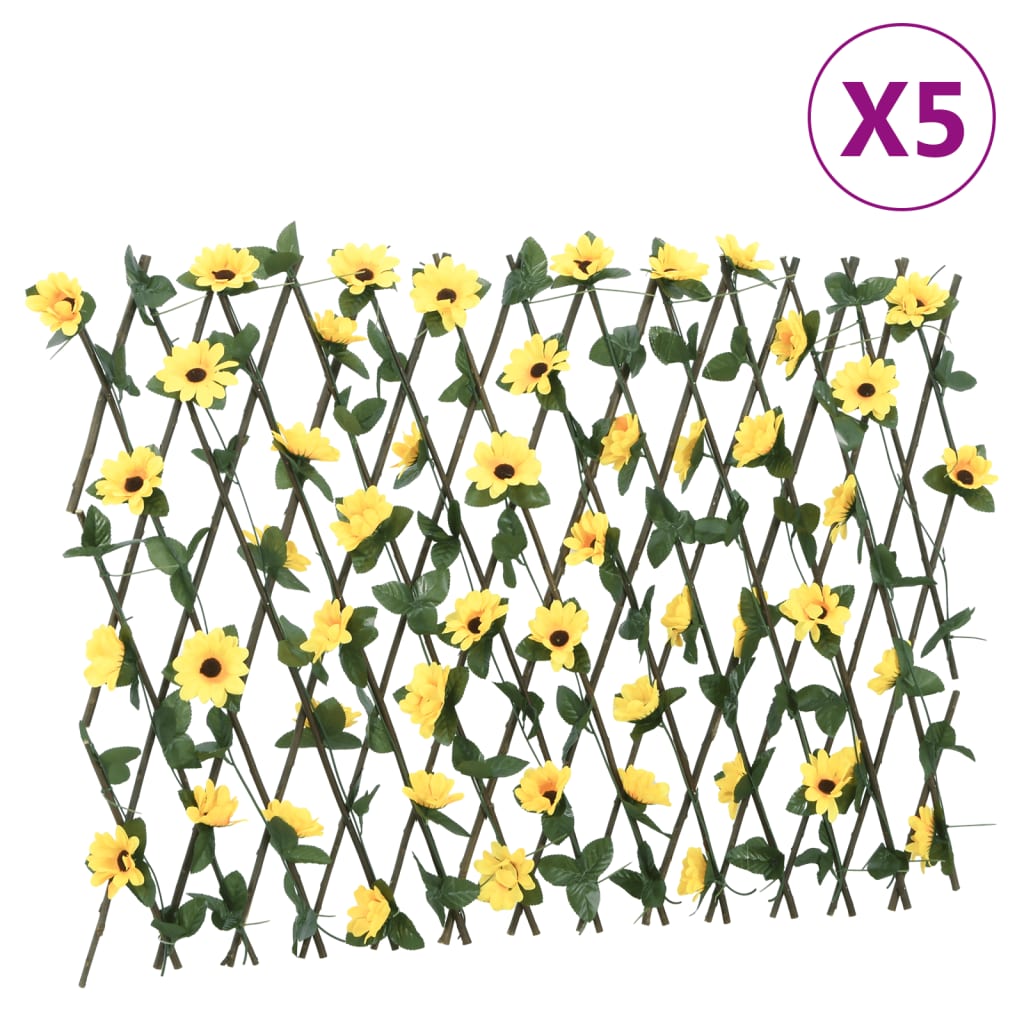 vidaXL Kunstplant klimop op latwerk uittrekbaar 180x20 cm geel
