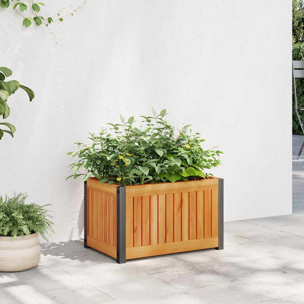 vidaXL Plantenbak 45x45x44 cm massief acaciahout en staal