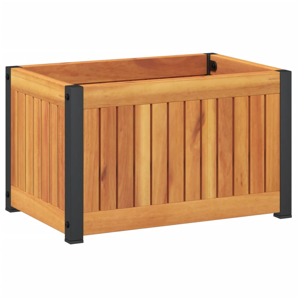 vidaXL Plantenbak 45x45x44 cm massief acaciahout en staal