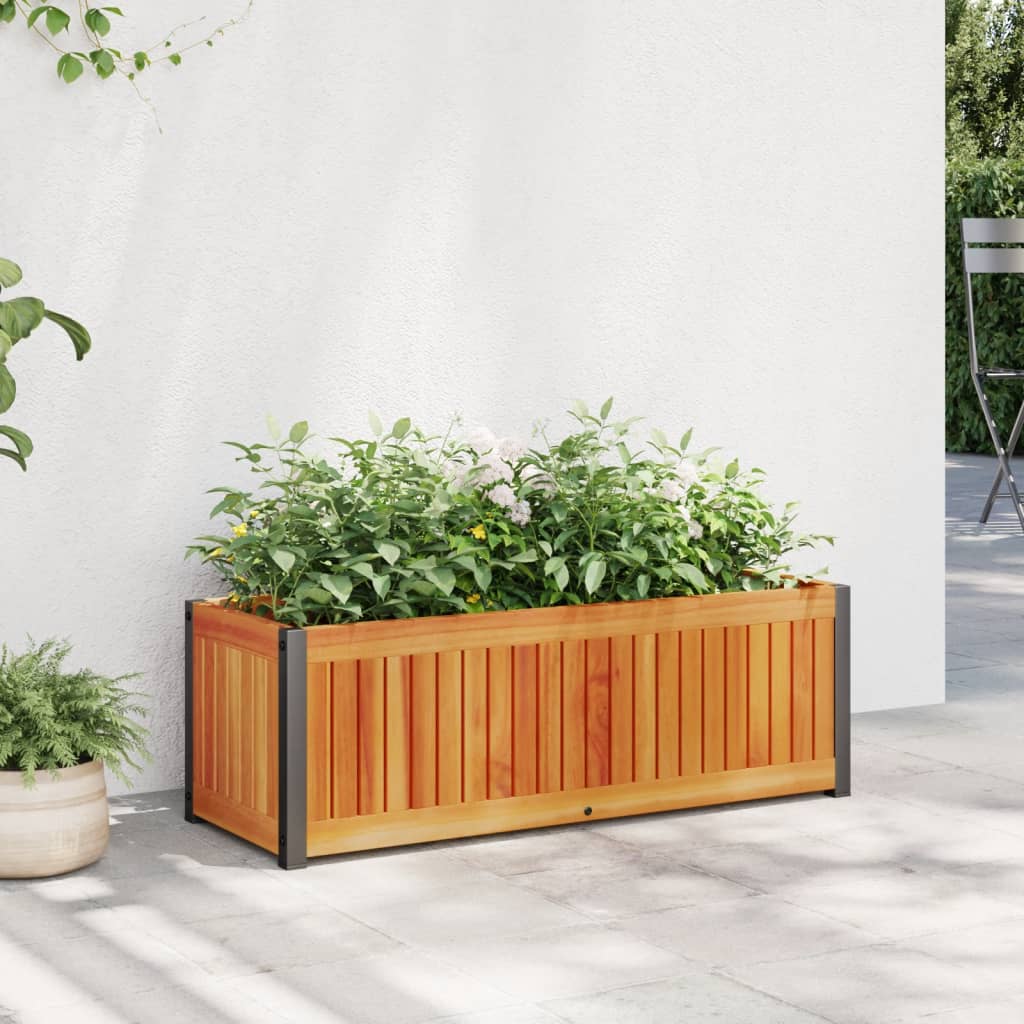 vidaXL Plantenbak 45x45x44 cm massief acaciahout en staal