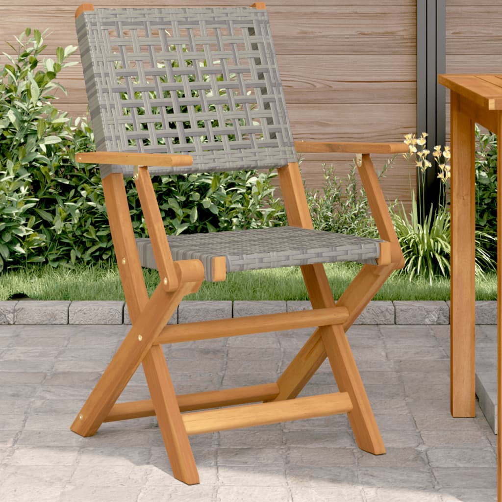 vidaXL Tuinstoelen 4 st inklapbaar poly rattan en massief hout zwart
