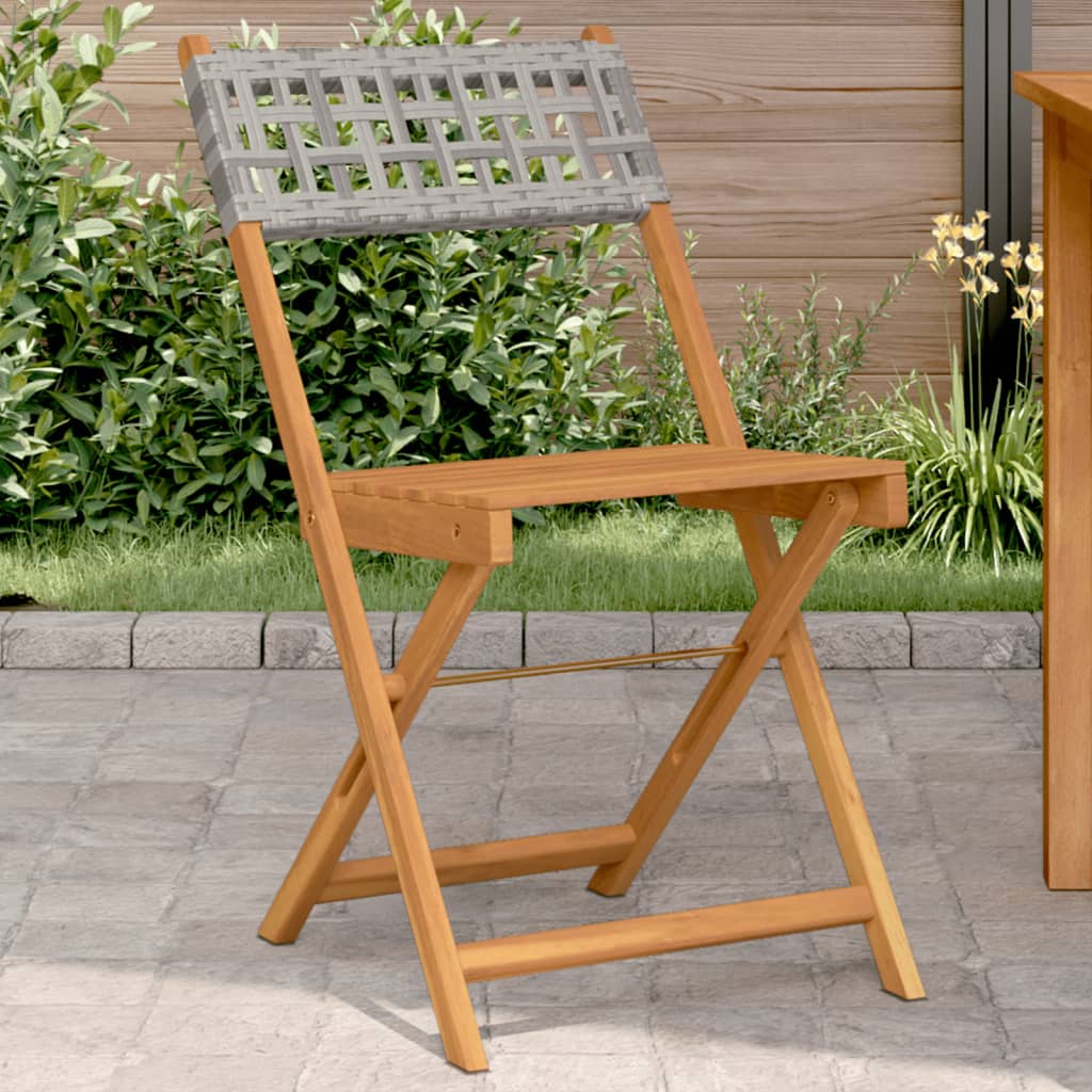 vidaXL Tuinstoelen 4 st inklapbaar poly rattan en massief hout zwart