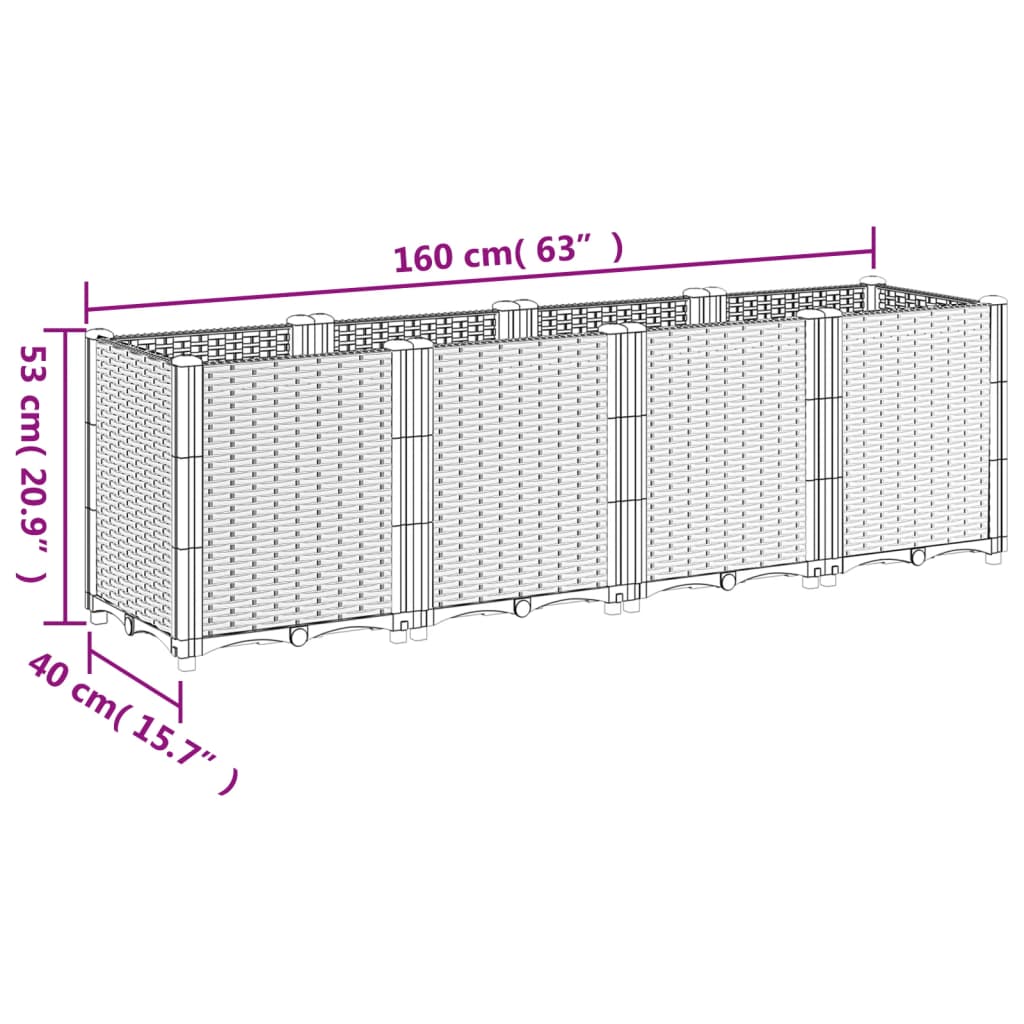 vidaXL Planter 160x40x53 cm polypropylene blue-grey