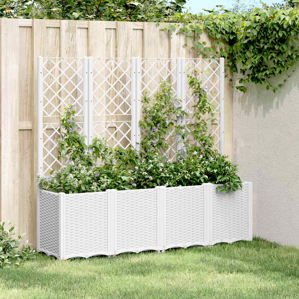 vidaXL Plantenbak met latwerk 160x40x140 cm polypropeen blauwgrijs