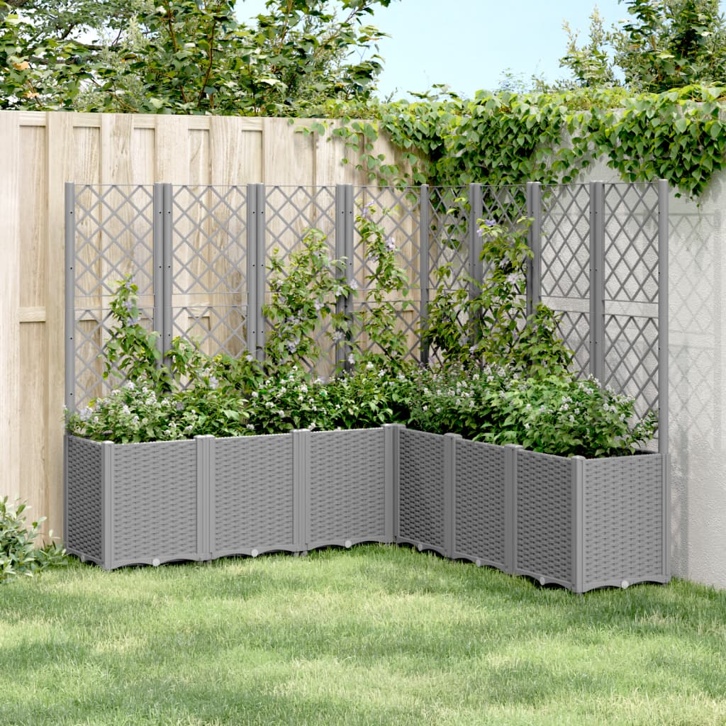 vidaXL Plantenbak met latwerk 160x40x140 cm polypropeen blauwgrijs