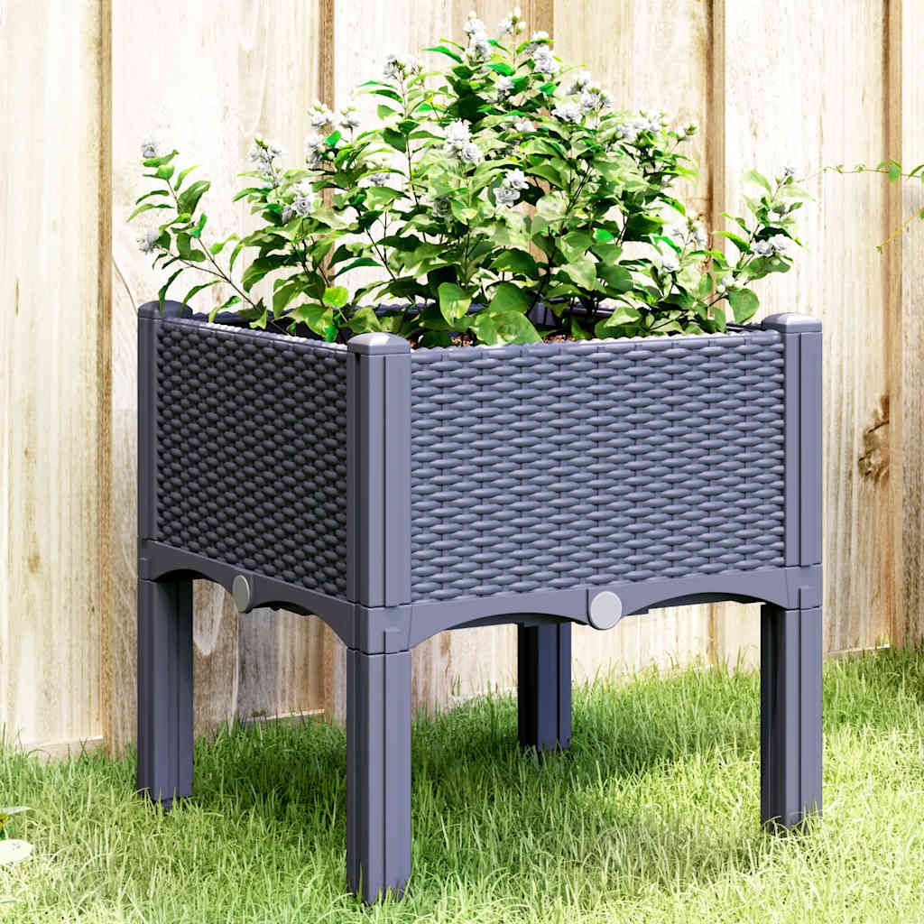 vidaXL Plantenbak met poten 40x40x42 cm polypropeen blauwgrijs