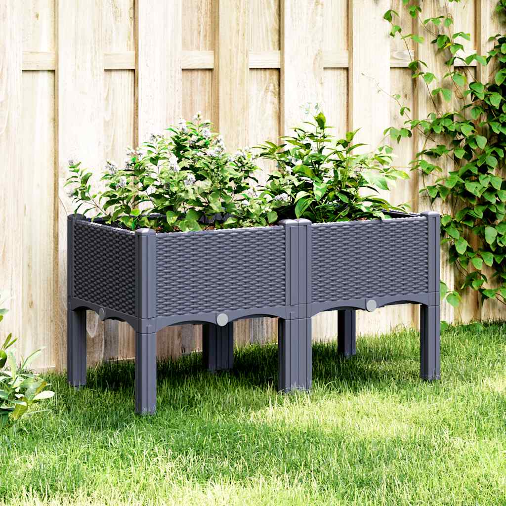 vidaXL Plantenbak met poten 40x40x42 cm polypropeen blauwgrijs