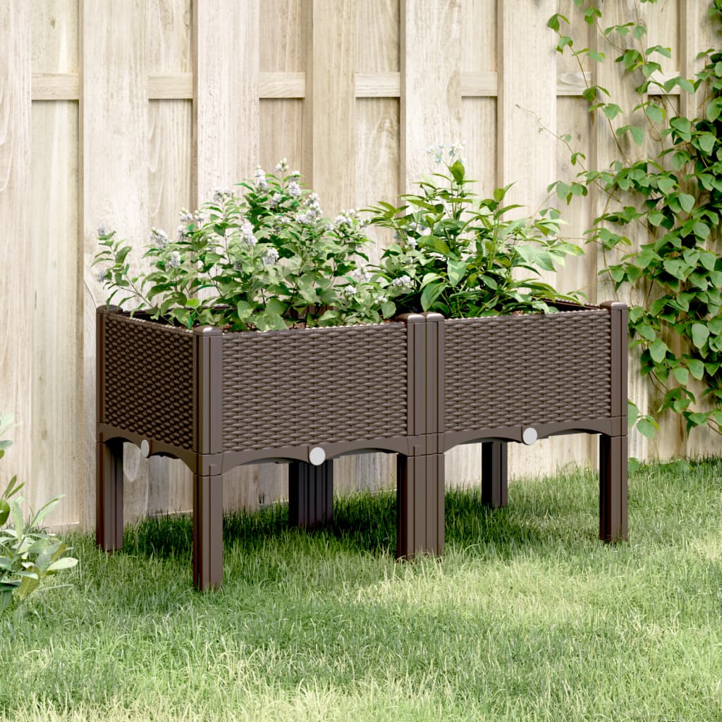 vidaXL Plantenbak met poten 40x40x42 cm polypropeen blauwgrijs