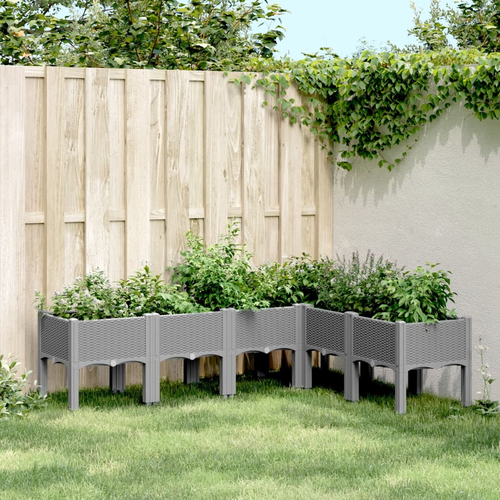 vidaXL Plantenbak met poten 40x40x42 cm polypropeen blauwgrijs