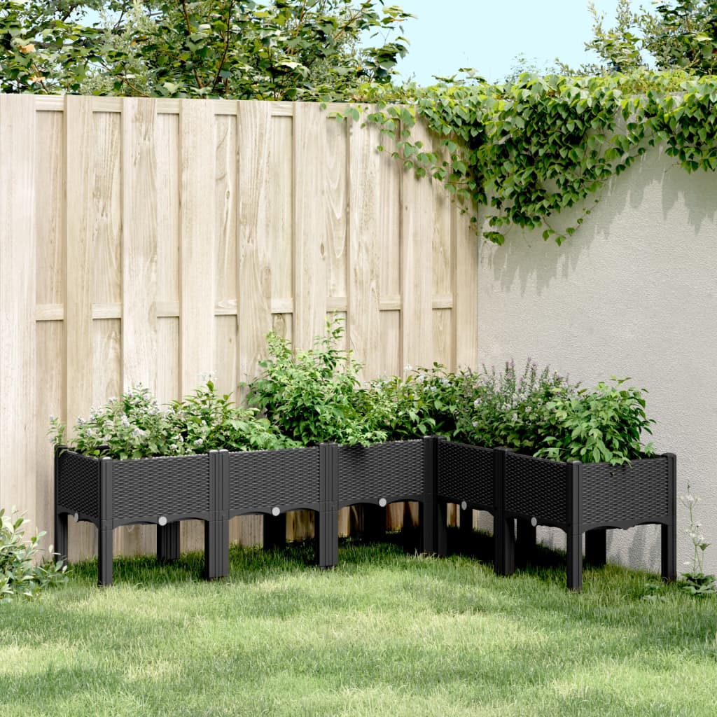 vidaXL Plantenbak met poten 40x40x42 cm polypropeen blauwgrijs