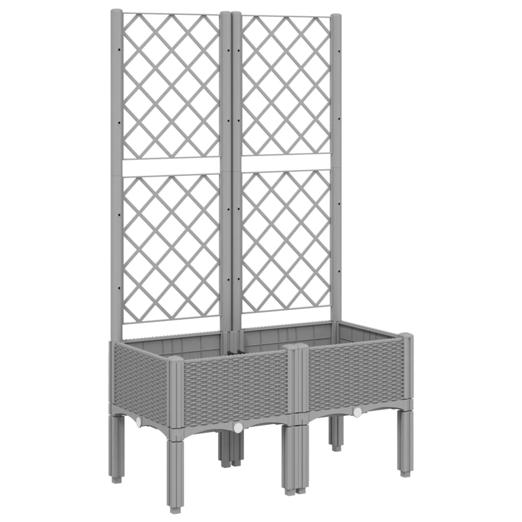 vidaXL Plantenbak met latwerk 40x40x142 cm polypropeen blauwgrijs