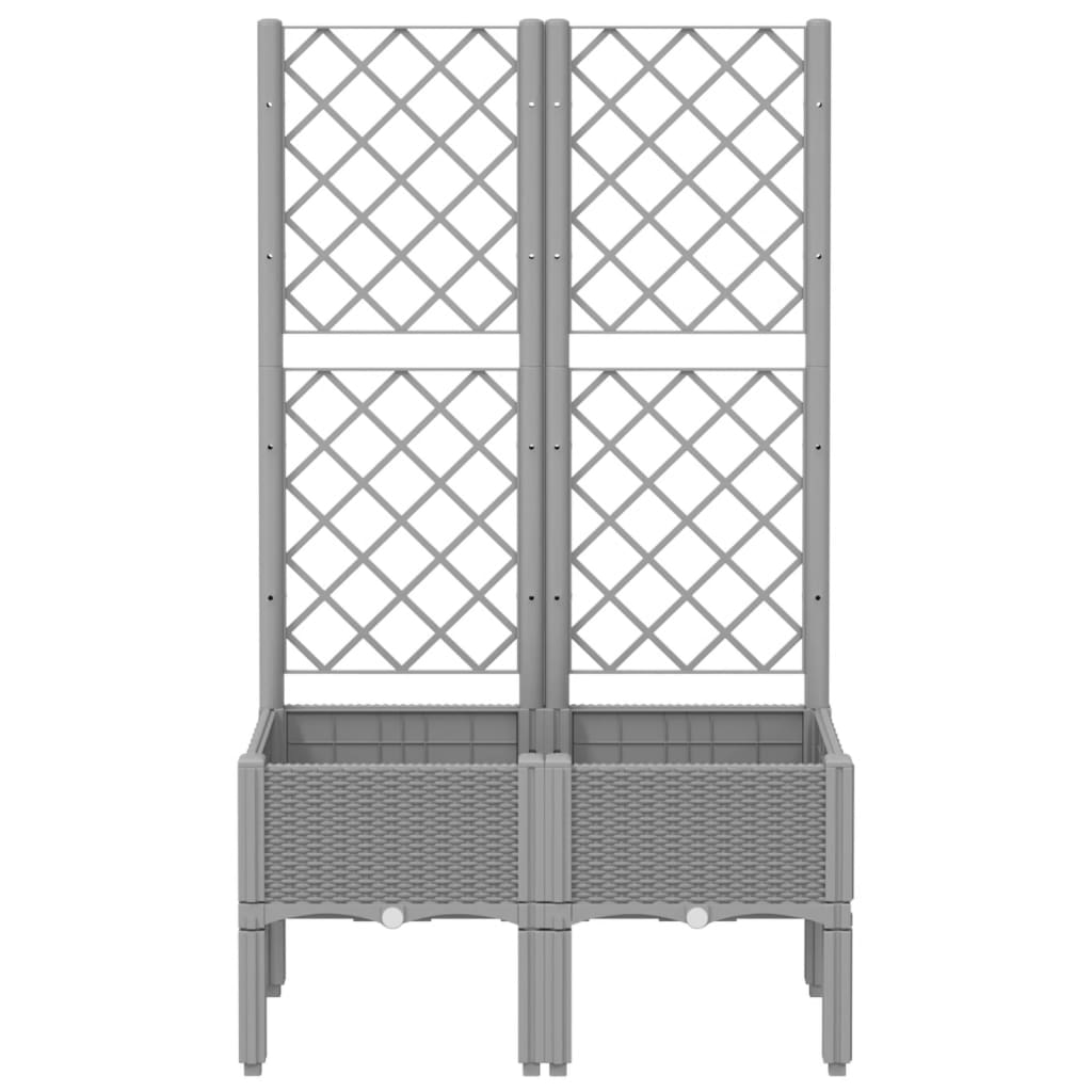 vidaXL Plantenbak met latwerk 40x40x142 cm polypropeen blauwgrijs