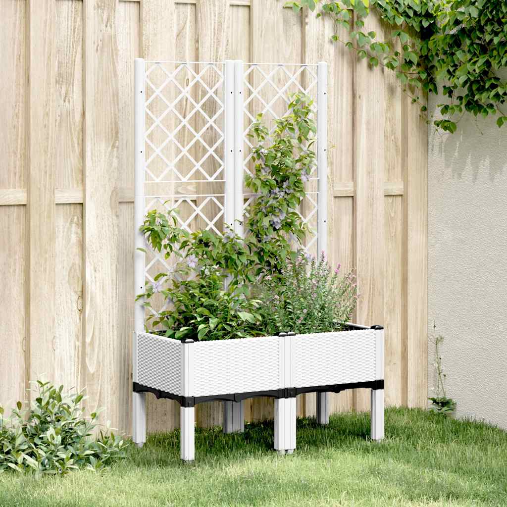 vidaXL Plantenbak met latwerk 40x40x142 cm polypropeen blauwgrijs