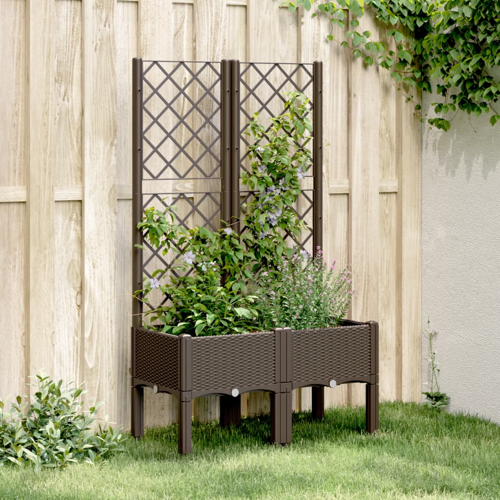 vidaXL Plantenbak met latwerk 40x40x142 cm polypropeen blauwgrijs