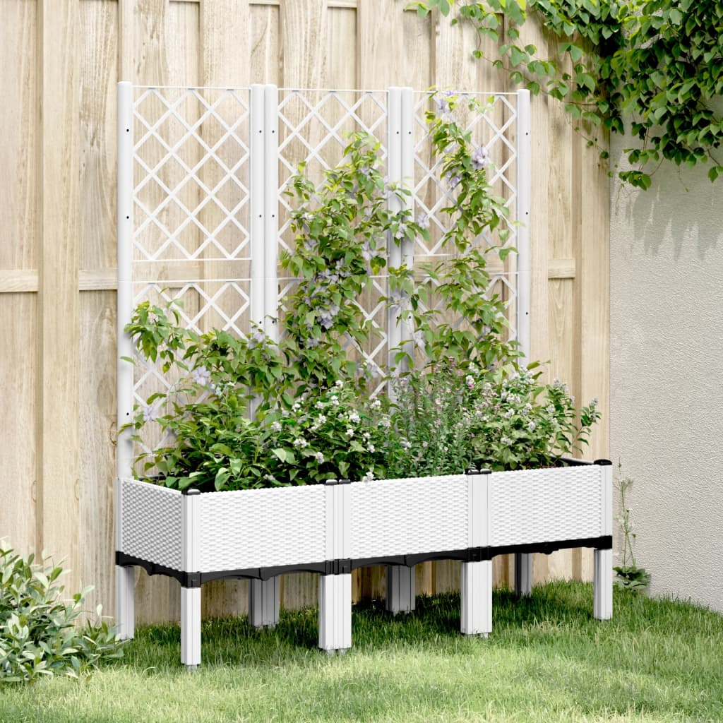vidaXL Plantenbak met latwerk 40x40x142 cm polypropeen blauwgrijs