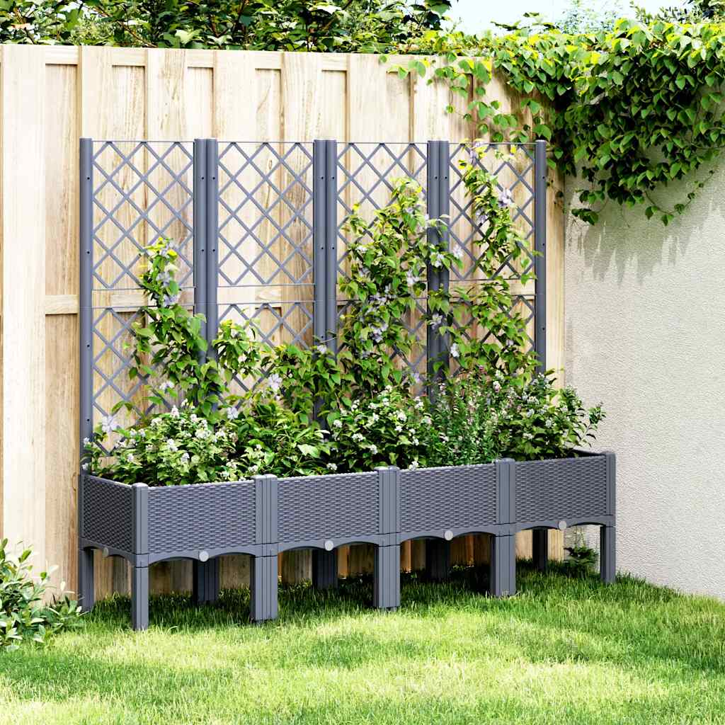 vidaXL Plantenbak met latwerk 40x40x142 cm polypropeen blauwgrijs