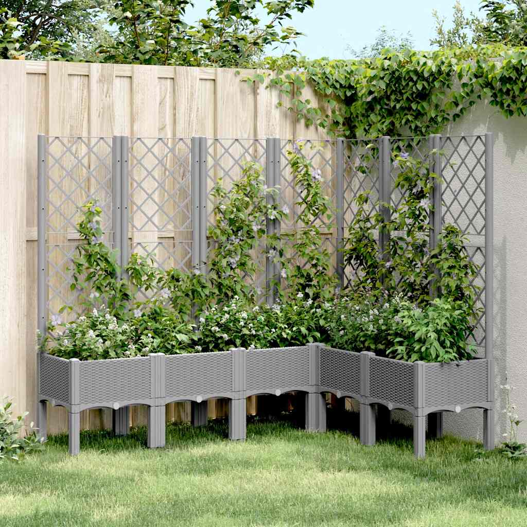 vidaXL Plantenbak met latwerk 40x40x142 cm polypropeen blauwgrijs