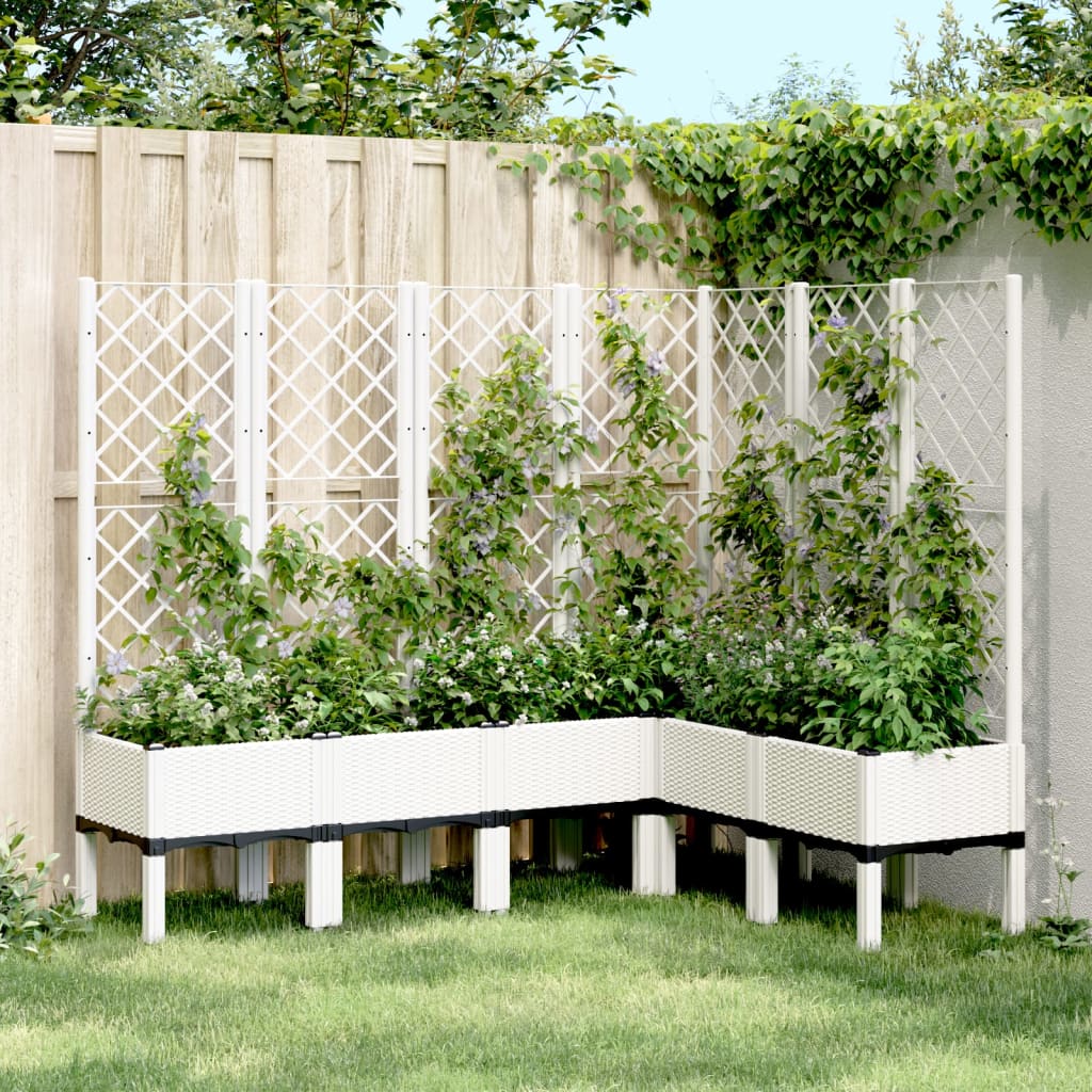 vidaXL Plantenbak met latwerk 40x40x142 cm polypropeen blauwgrijs