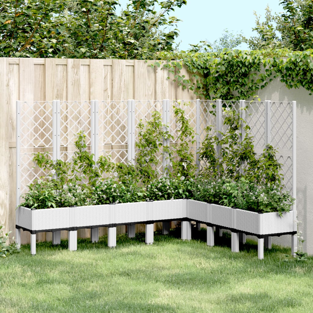 vidaXL Plantenbak met latwerk 40x40x142 cm polypropeen blauwgrijs
